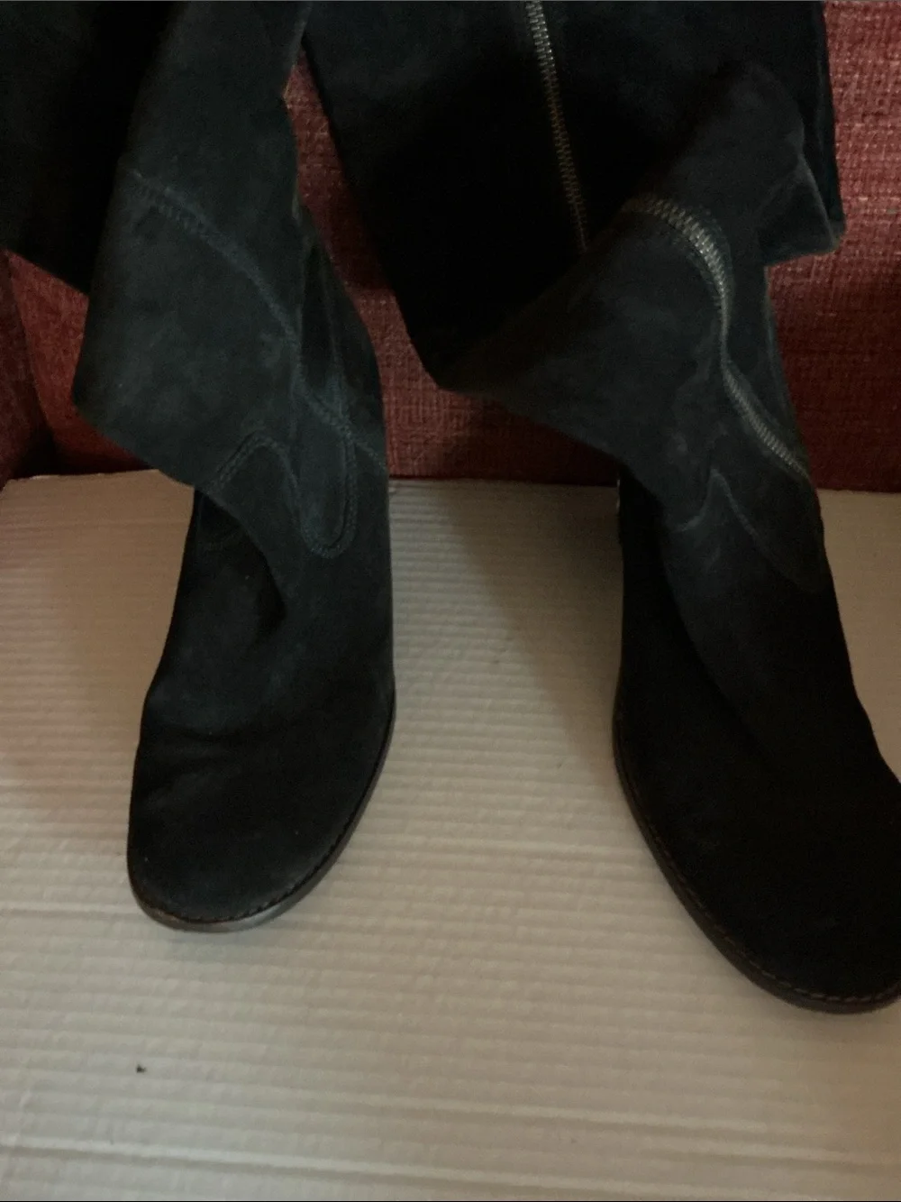 Coach Black Suede Knee-High and Ankle Boots with Embellished Heels